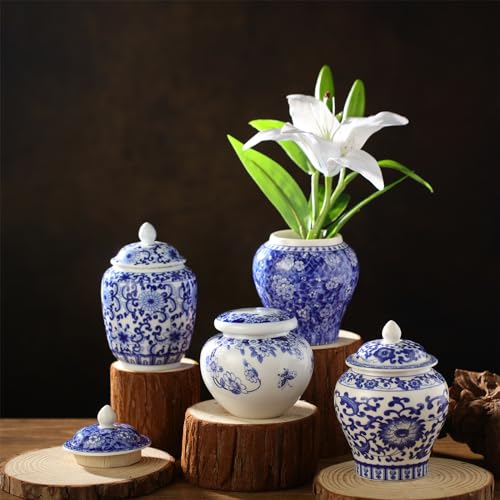 Set of 4 Blue and White Porcelain Vases J7867