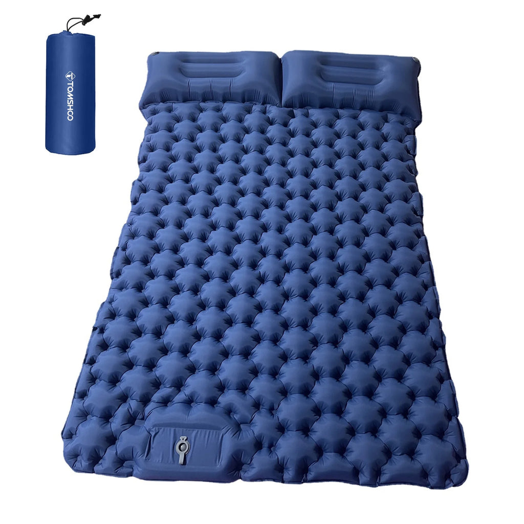 2 Person Camping Mat with Air Pillow Portable Air Mattress Waterproof Sleeping Pad A257