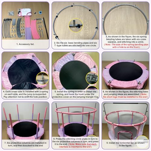 60" Round Baby Toddler Trampoline with Enclosure Net M3527