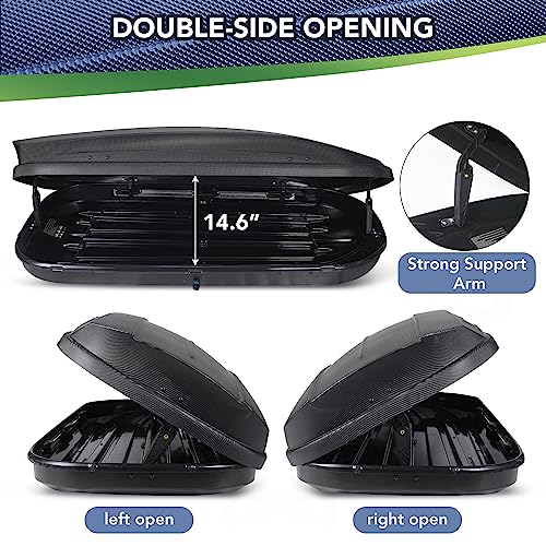 Black Dual-Side Opening Hard-Shell Roof Cargo Box Carrier W44816