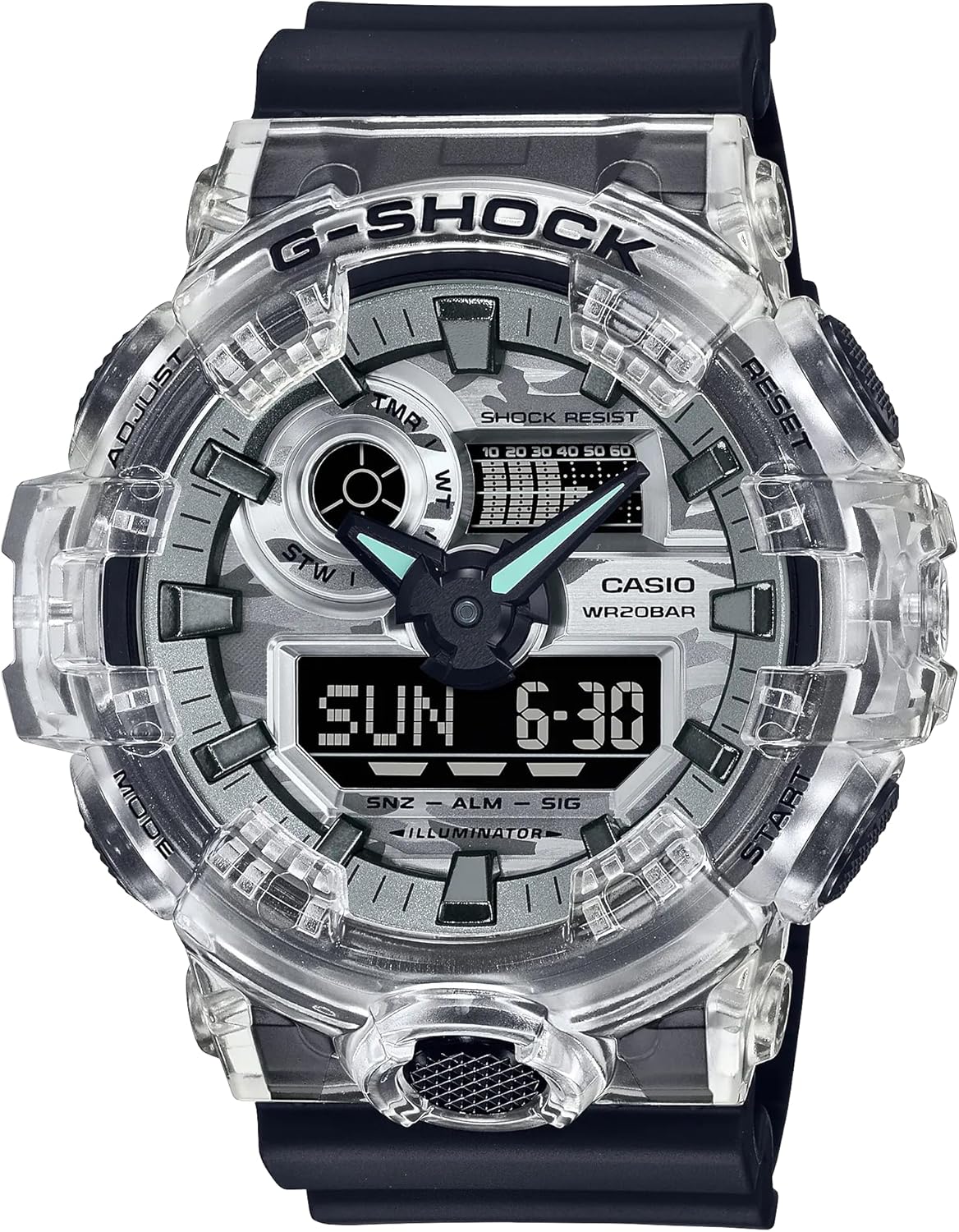 White/Black Digital Analog Camouflage Resin Band Watch V999