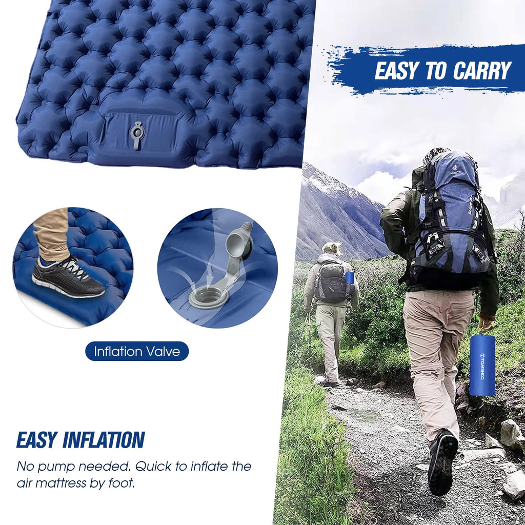 2 Person Camping Mat with Air Pillow Portable Air Mattress Waterproof Sleeping Pad A257