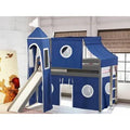 Twin Low Loft Bed Blue/White Cherry S386925
