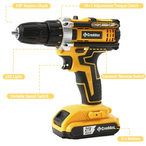 21v Cordless Drill Set with Battery & Charger P823