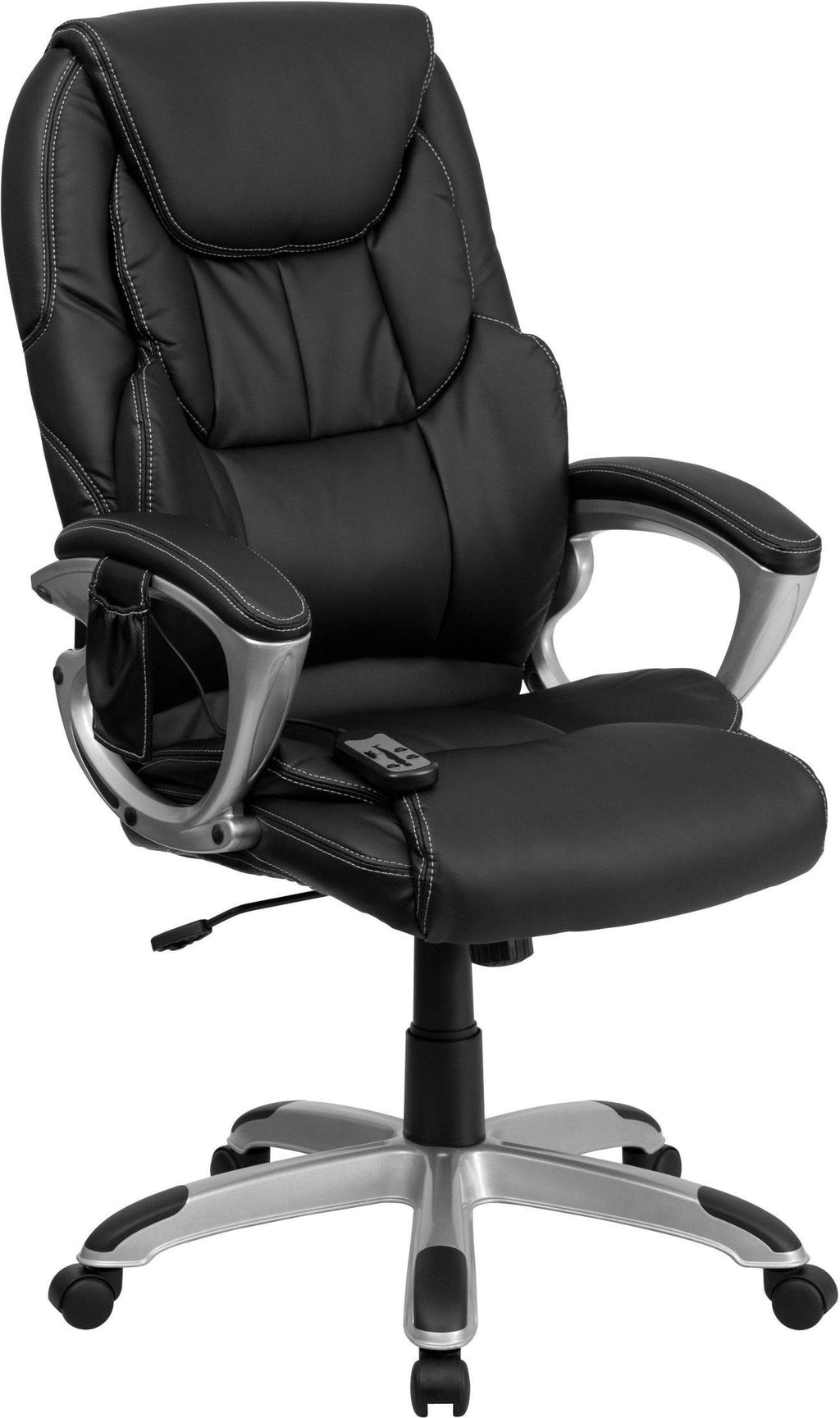 High Back Ergonomic Massaging Swivel Office Chair Black/Silver I350980