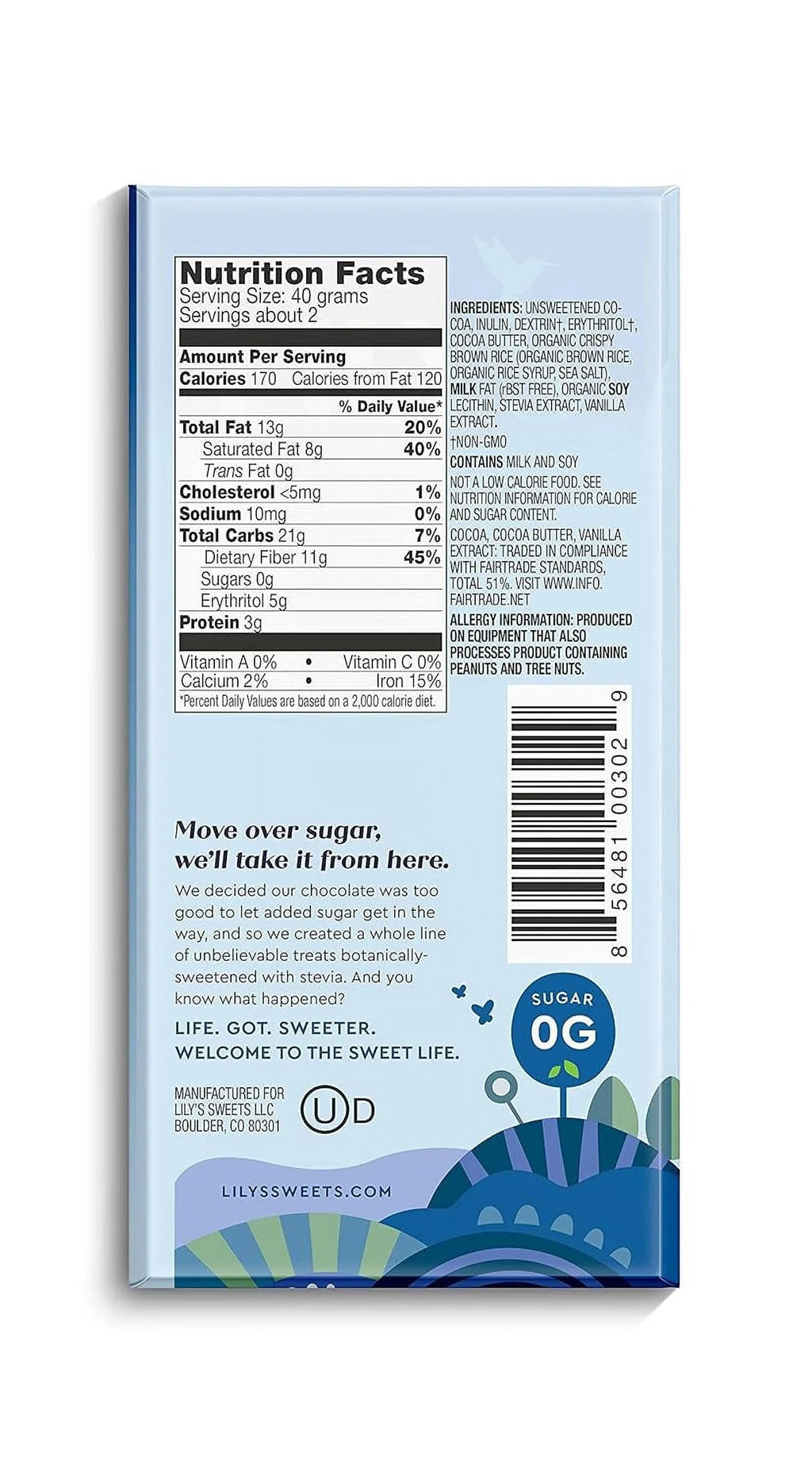 55% Dark Chocolate Bar Sampler, Stevia Sweetened, No Added Sugar, 3 Ounce, 4-Pack U2549