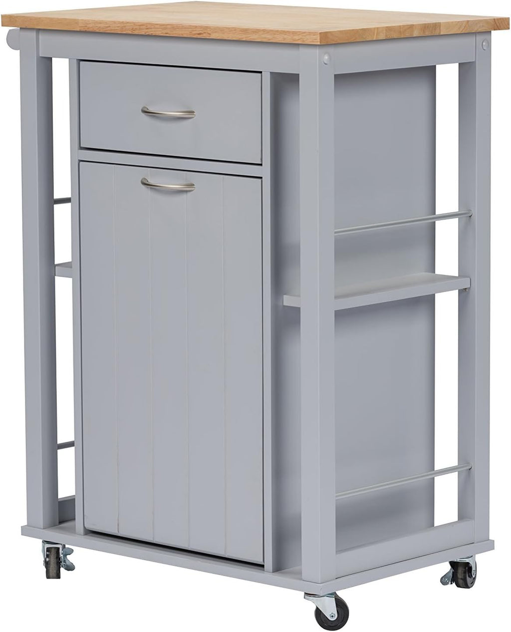 Light Grey Kitchen Cart with Wood Top I4926