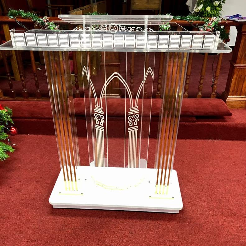Acrylic Podium with Casters Floor Standing Rolling Lectern X111