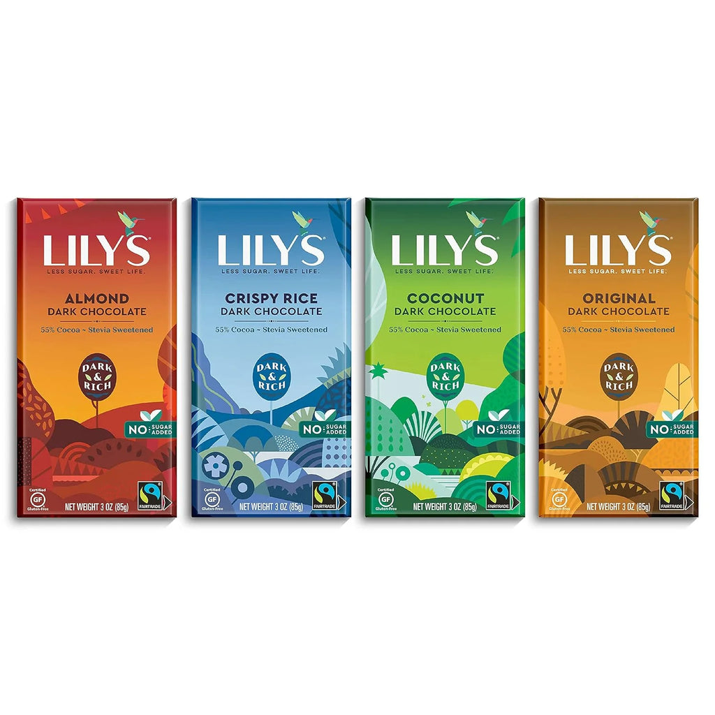 55% Dark Chocolate Bar Sampler, Stevia Sweetened, No Added Sugar, 3 Ounce, 4-Pack U2549