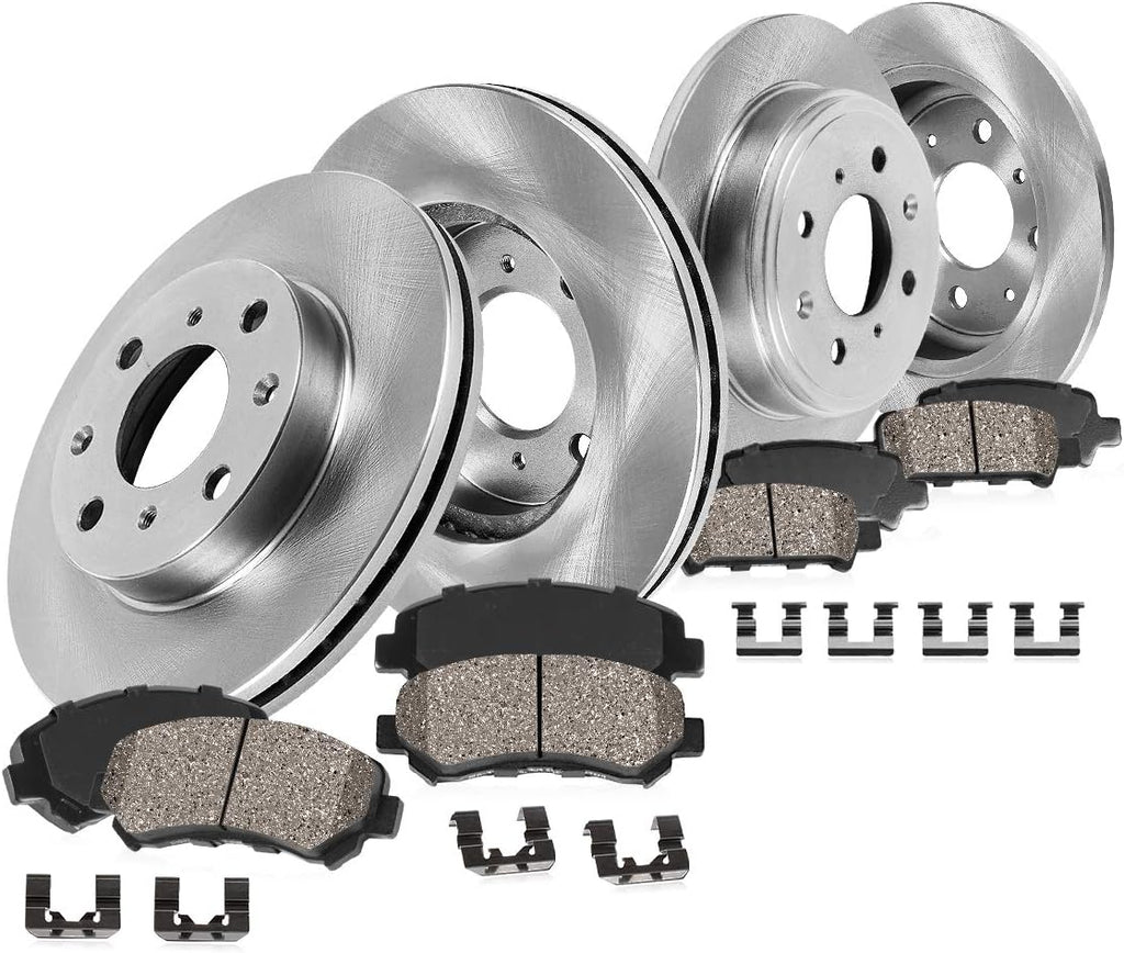 262mm Front 239mm Rear 4 Lug Brake Rotors Ceramic Pads and Clips F949