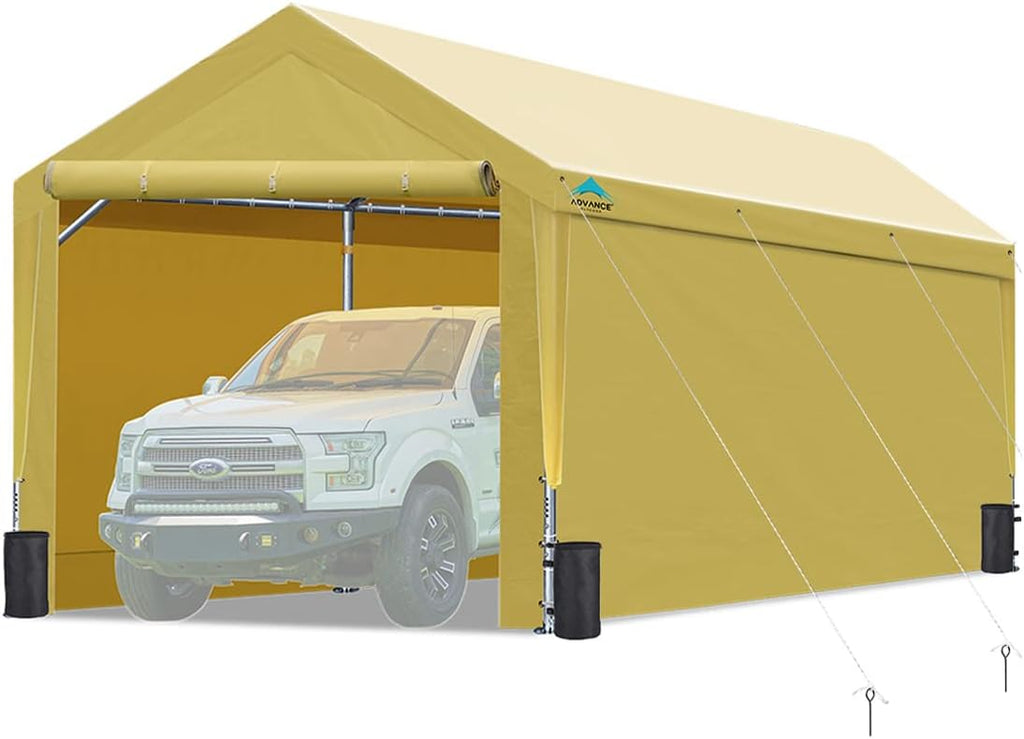 12x20 ft Heavy Duty Carport with Sidewalls and Doors D474088