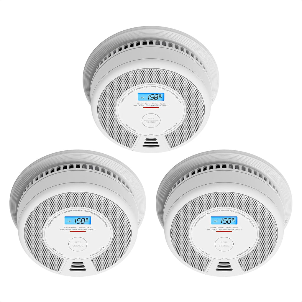 10-Year Battery Smoke and Carbon Monoxide Detector Alarm with LCD Display, Dual Sensor, 5-Pack O9264