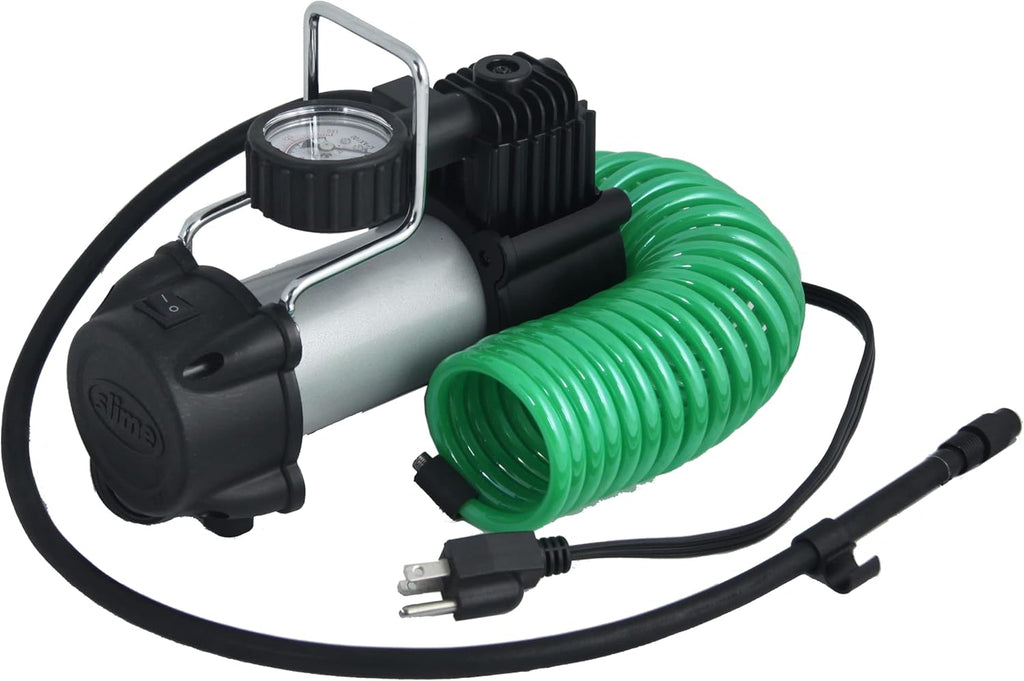 Heavy Duty 120V Tire Inflator Air Compressor with Analog 150 psi Dial Gauge and LED Light Pack of 2 Q483