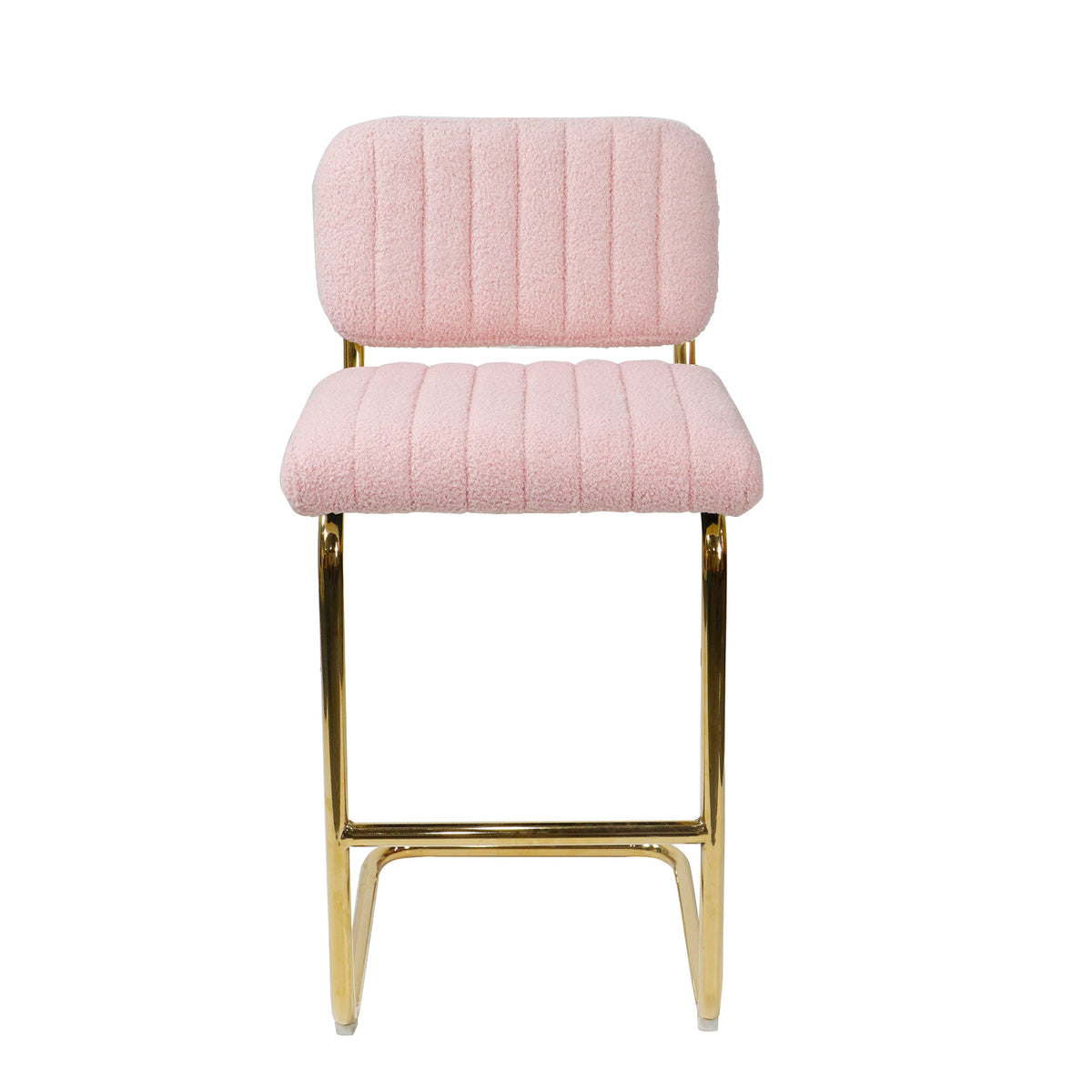 Pink Boucle Fabric Counter Height Bar Stools Set of 2 H333