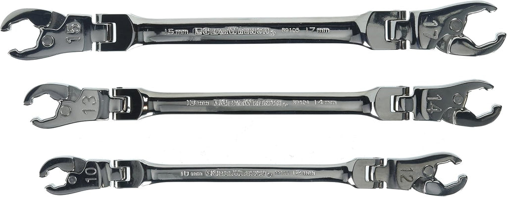 5 Pc. Ratcheting Flex Head Flare Nut Wrench Set, SAE T918753