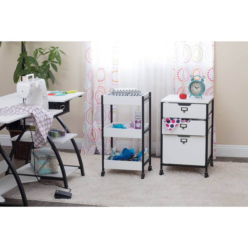 White 3 Bin Rolling Storage Cart L44199