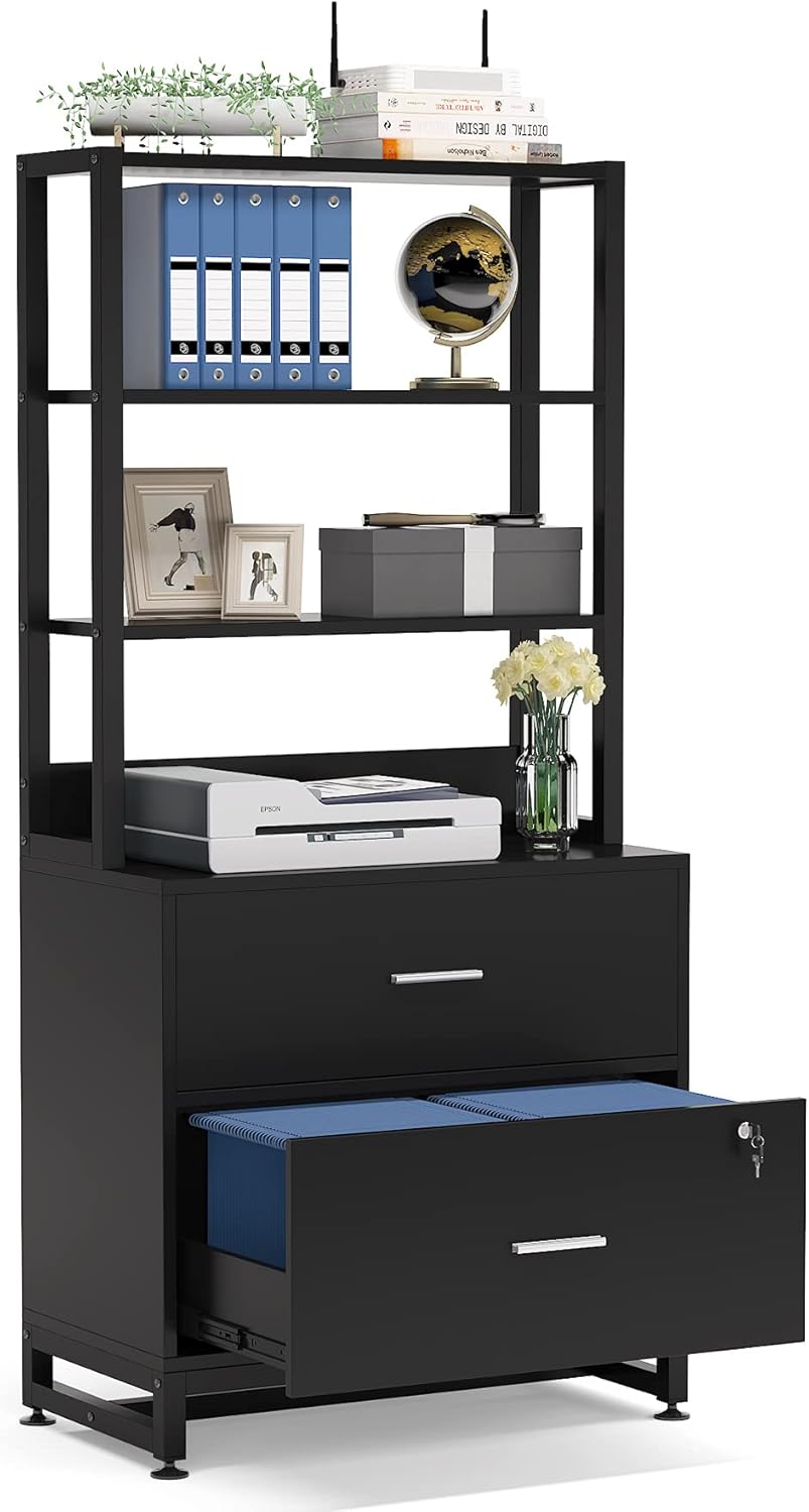 2 Drawer Black File Cabinet with Lock T37789