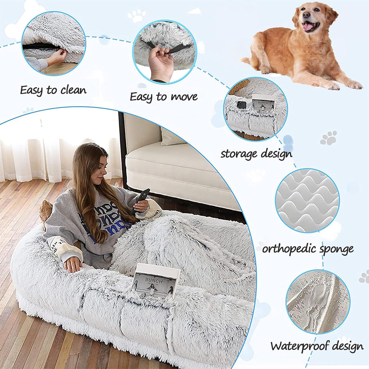 Gray Detachable Washable Giant Dog Bed S40982