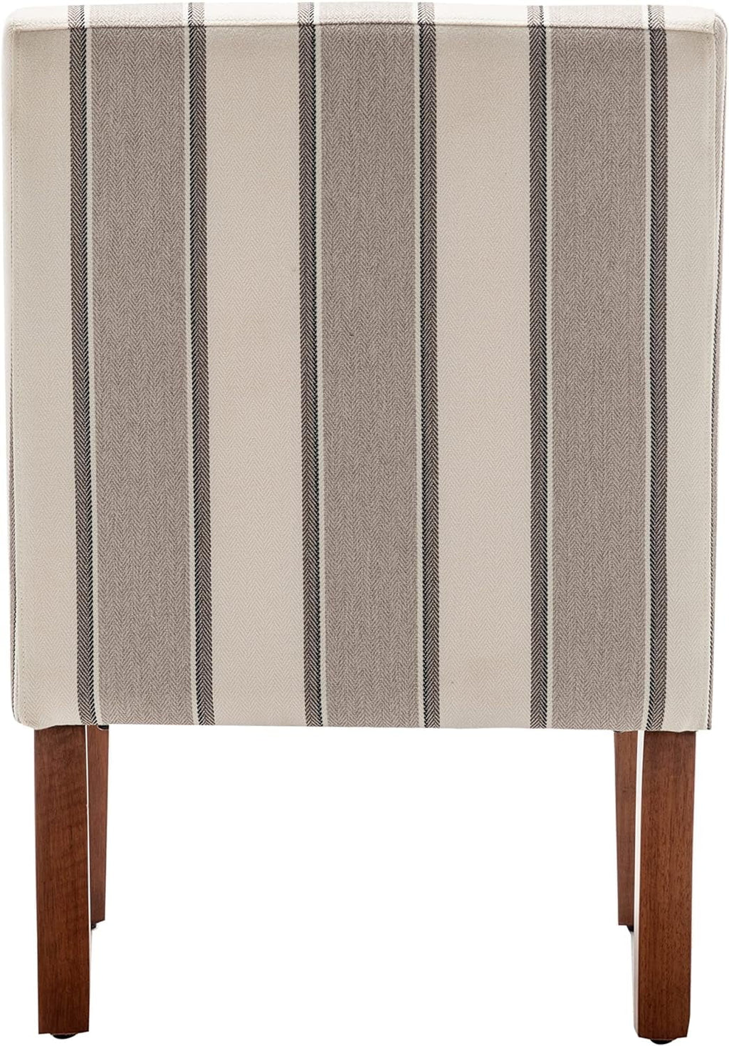 Brown And White Stripe Fabric Armless Accent Chair With Wood Legs Z20735