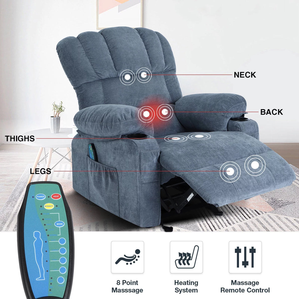 Rocker Recliner with Vibration Massage and Heat H651694