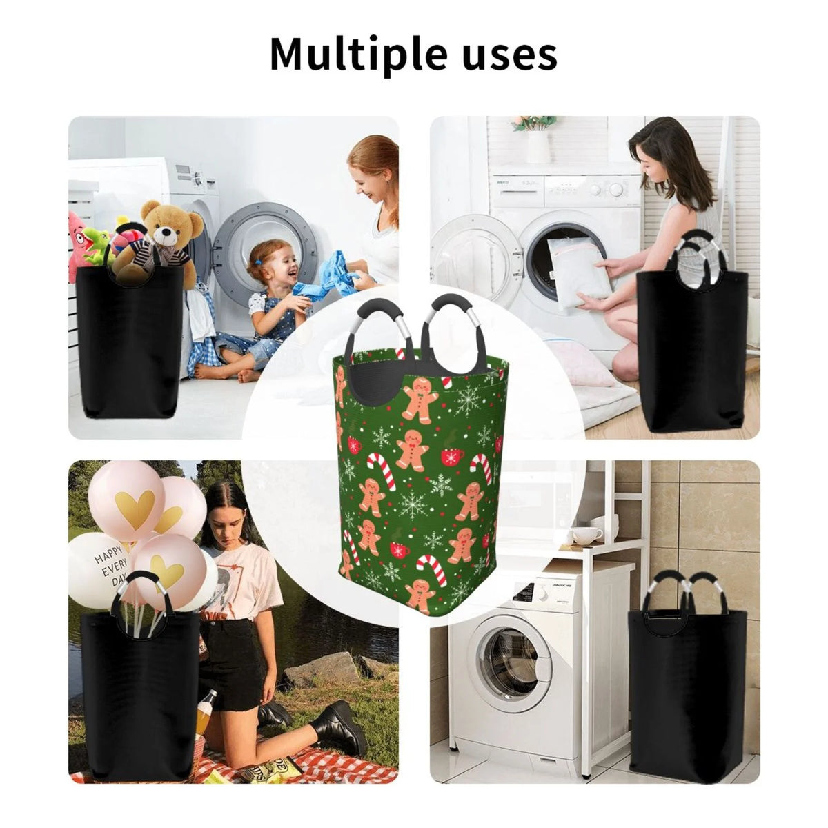 Collapsible Laundry Basket Hamper with Aluminum Handle, 50L N586
