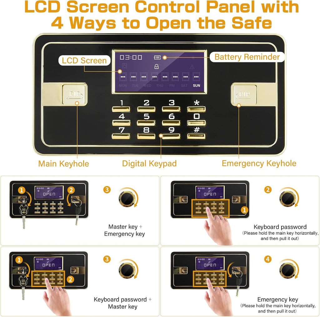 Fireproof Waterproof Digital Keypad Safe Box with Document Bag A1810