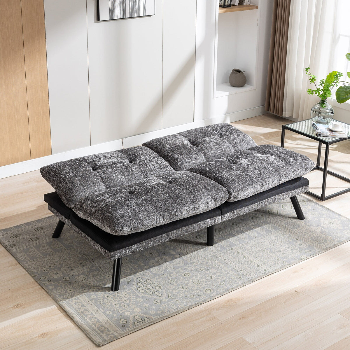 Grey Convertible Sleeper Loveseat U90480