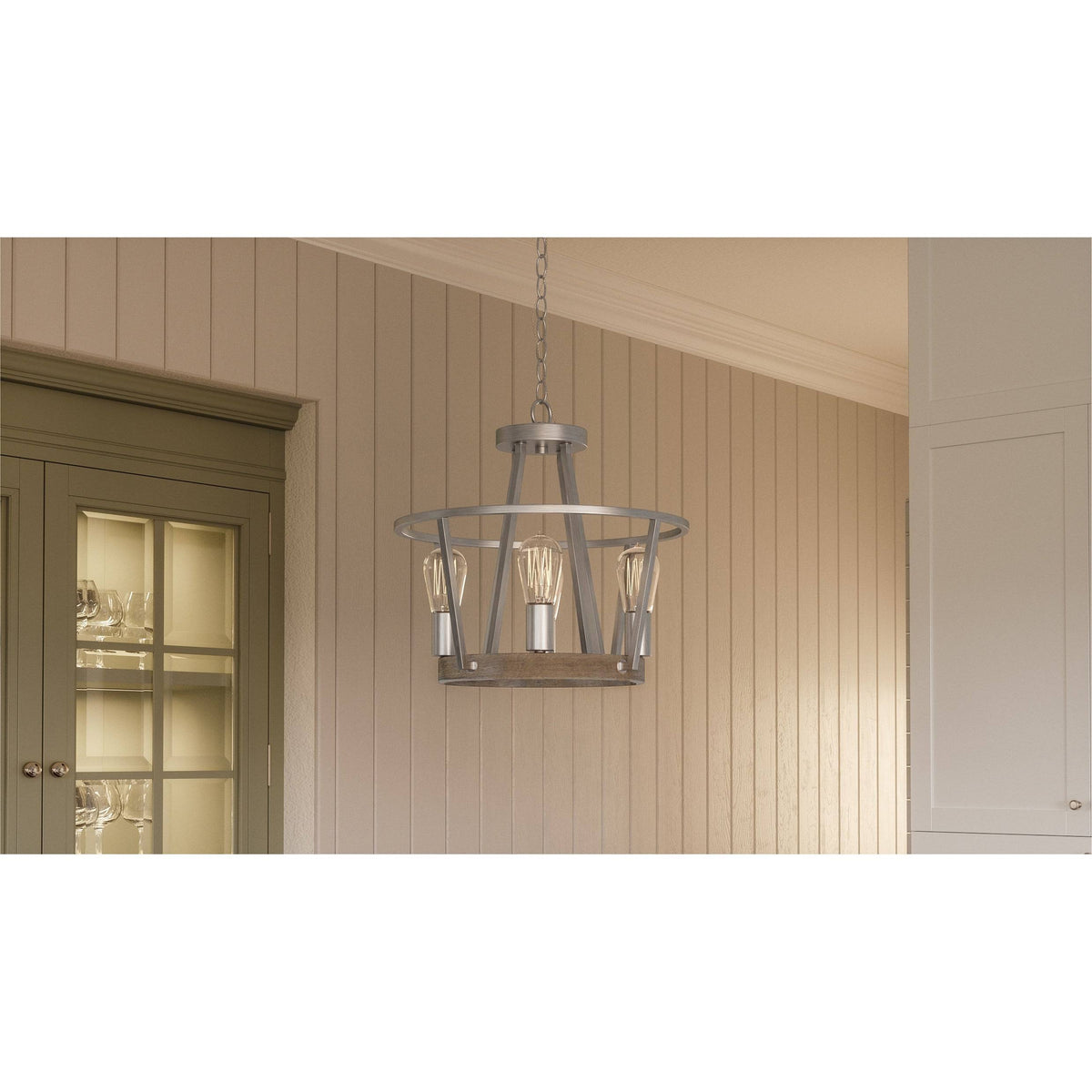 Four Light Pendant Grey Ash H582