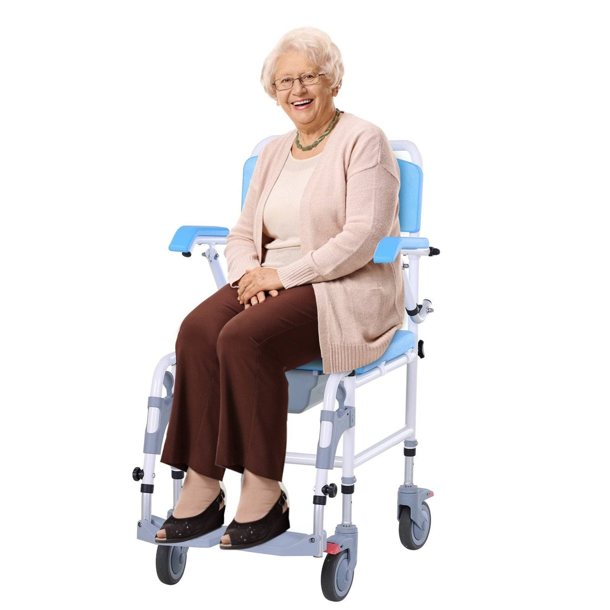 Black Commode Wheelchair with 4 Castor Wheels S306