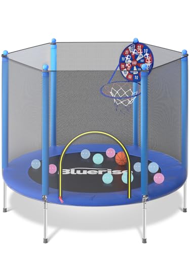 6FT Toddler Trampoline with Basketball Hoop and Enclosure Net G2912