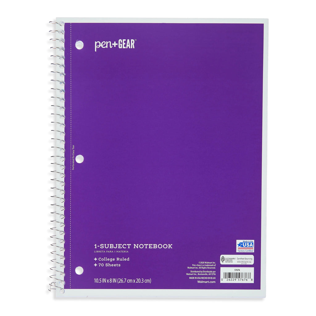 1-Subject College Ruled Notebook, Blue, 70 Sheets N6653