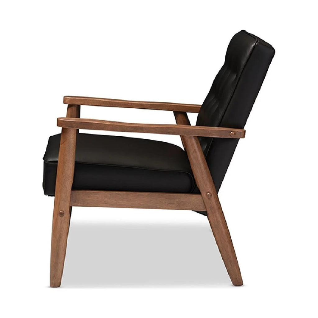 Black Faux Leather Upholstered Wooden Lounge Chair M176971