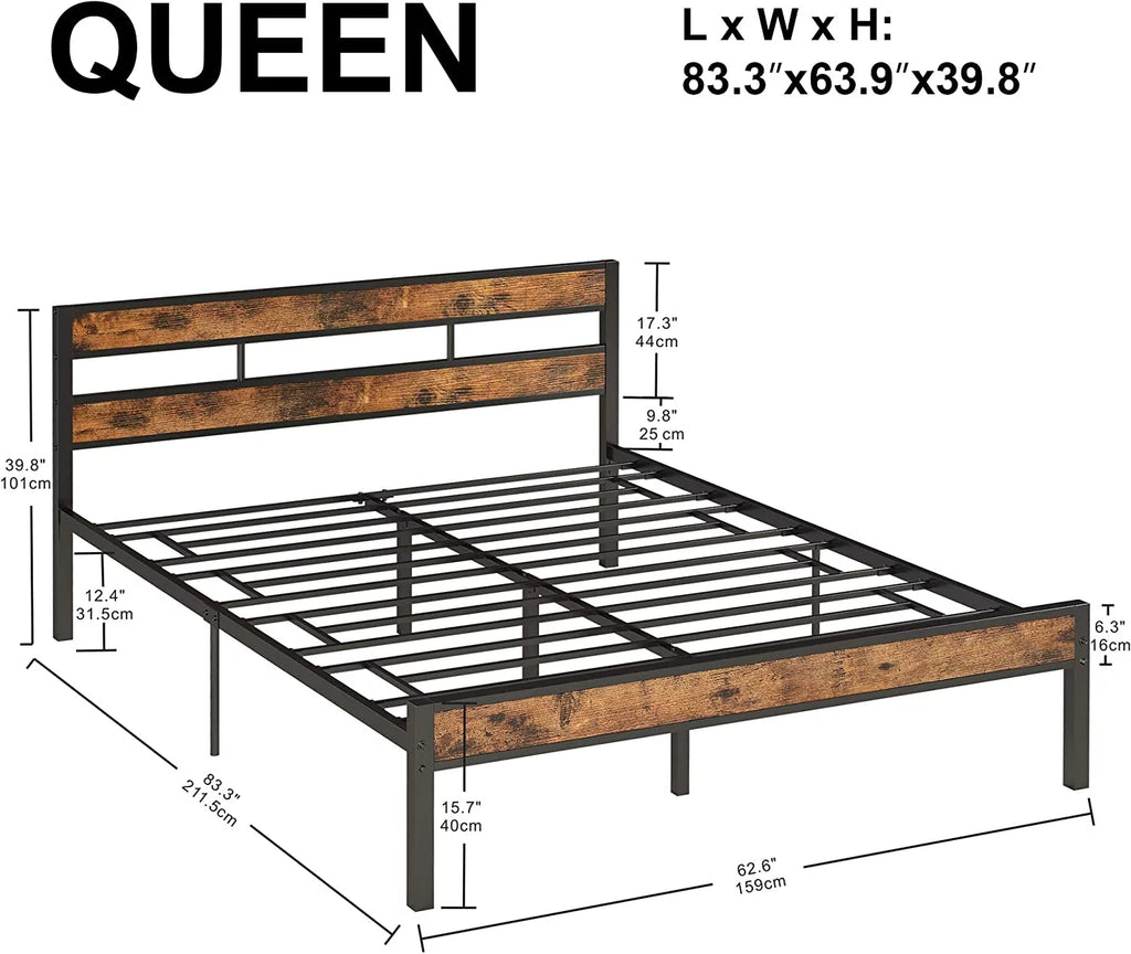 Queen Metal Bed Frame with Headboard F909097