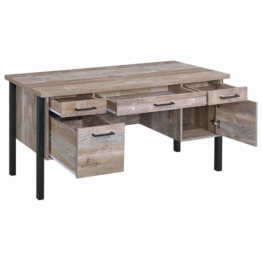 4-drawer Weathered Oak Office Desk B3511
