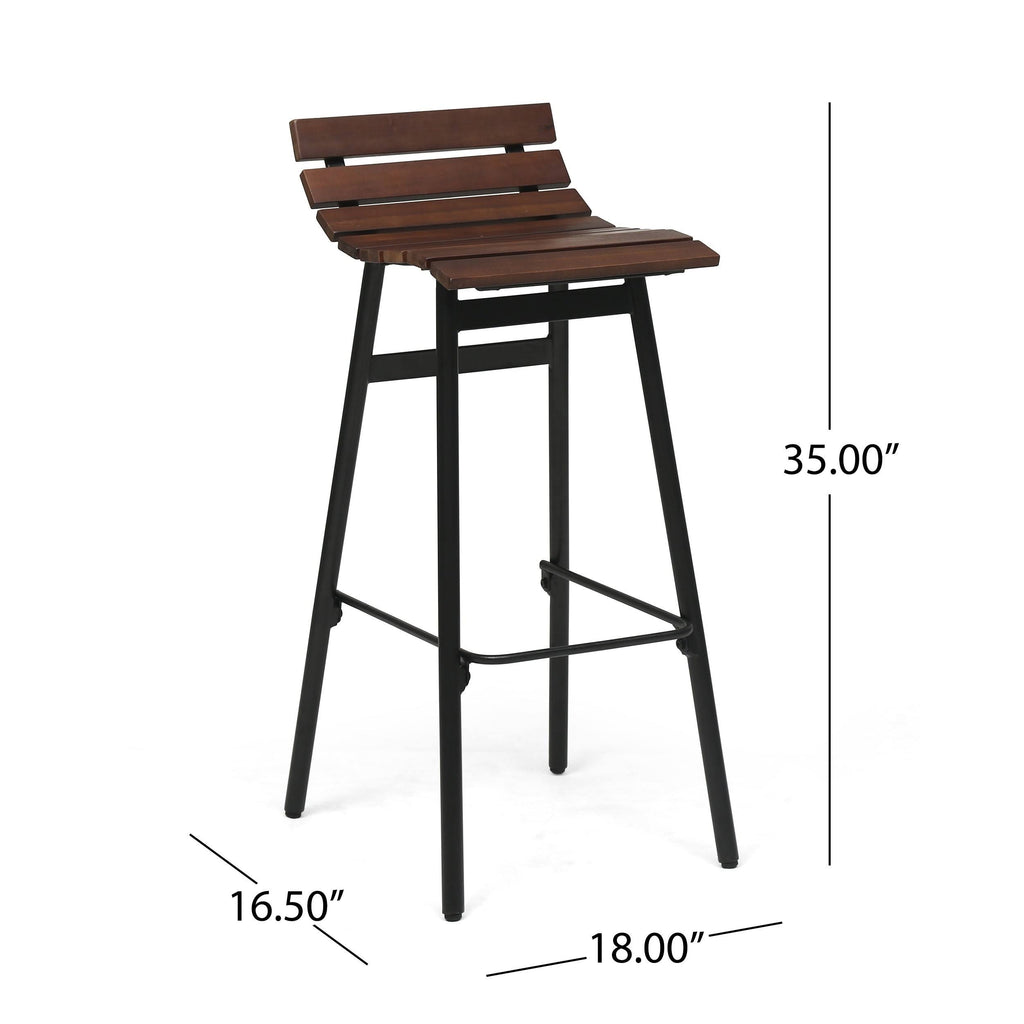 Set of 2 Wooden Barstool Dark Brown F97846
