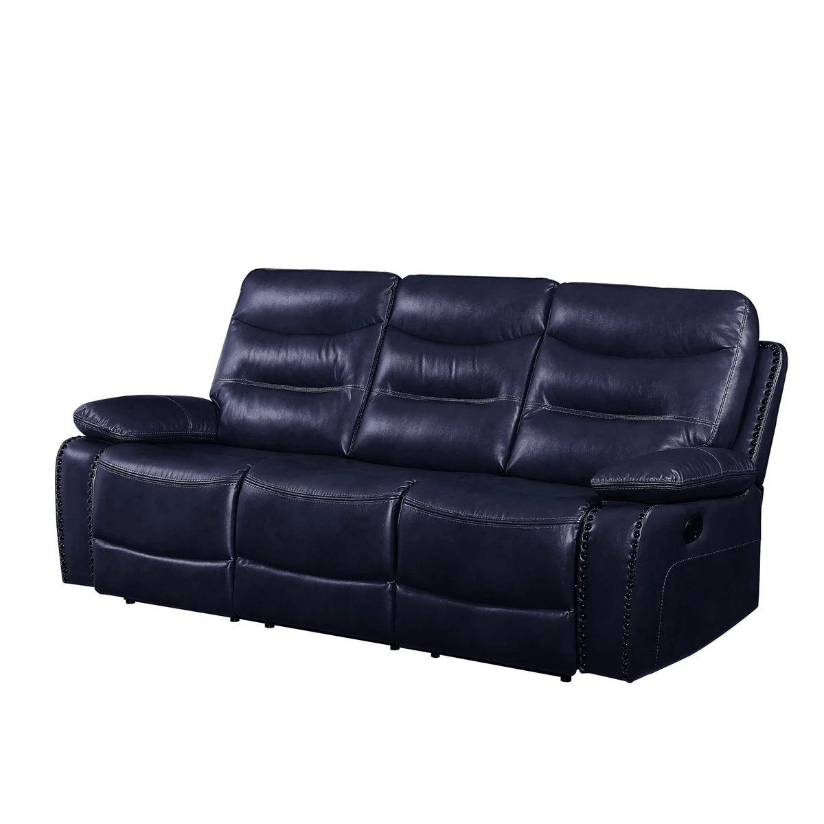 Navy Blue Leatherette Tufted Motion Sofa B299