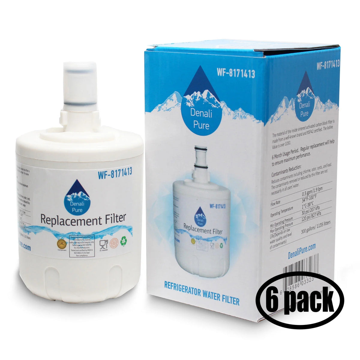 6-Pack Replacement Refrigerator Water Filter Cartridge S103