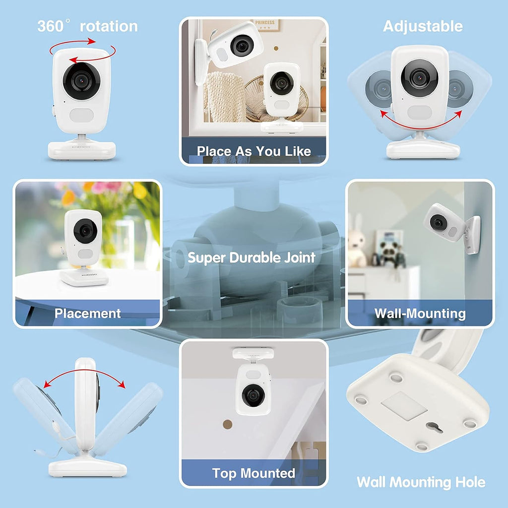 Baby Monitor w/ 2 Cam, 1000ft Range, Auto Night Vision Cam H275