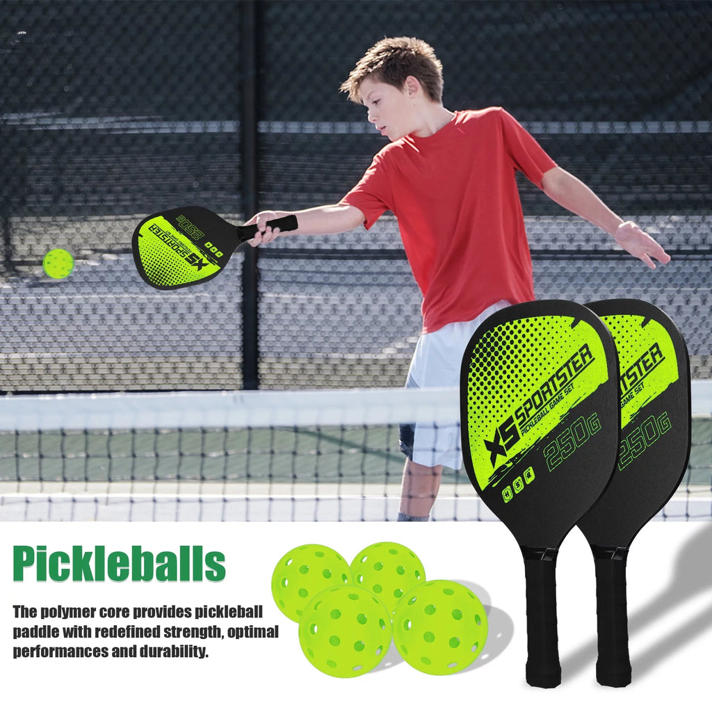 Pickleball Rackets Set of 2 Rackets and 4 Pickleballs M5541