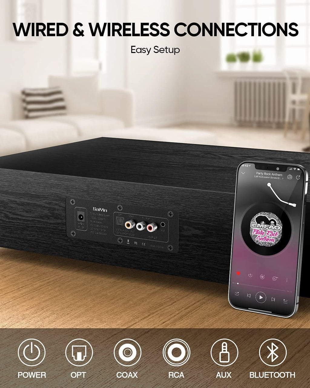 2.1 CH Sound Bar with Built-In Subwoofer and Bluetooth H353073