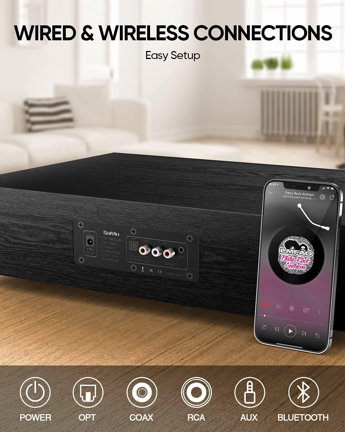 2.1 CH Sound Bar with Built-In Subwoofer and Bluetooth H353073