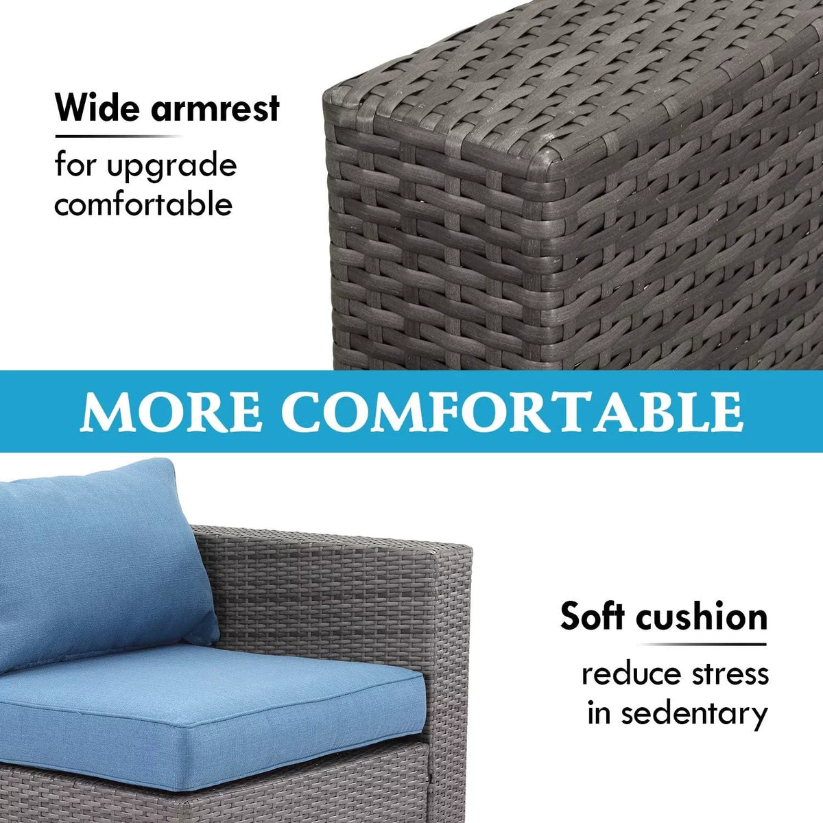 6 Pcs Outdoor Wicker Rattan Furniture Set with Cushions P80795