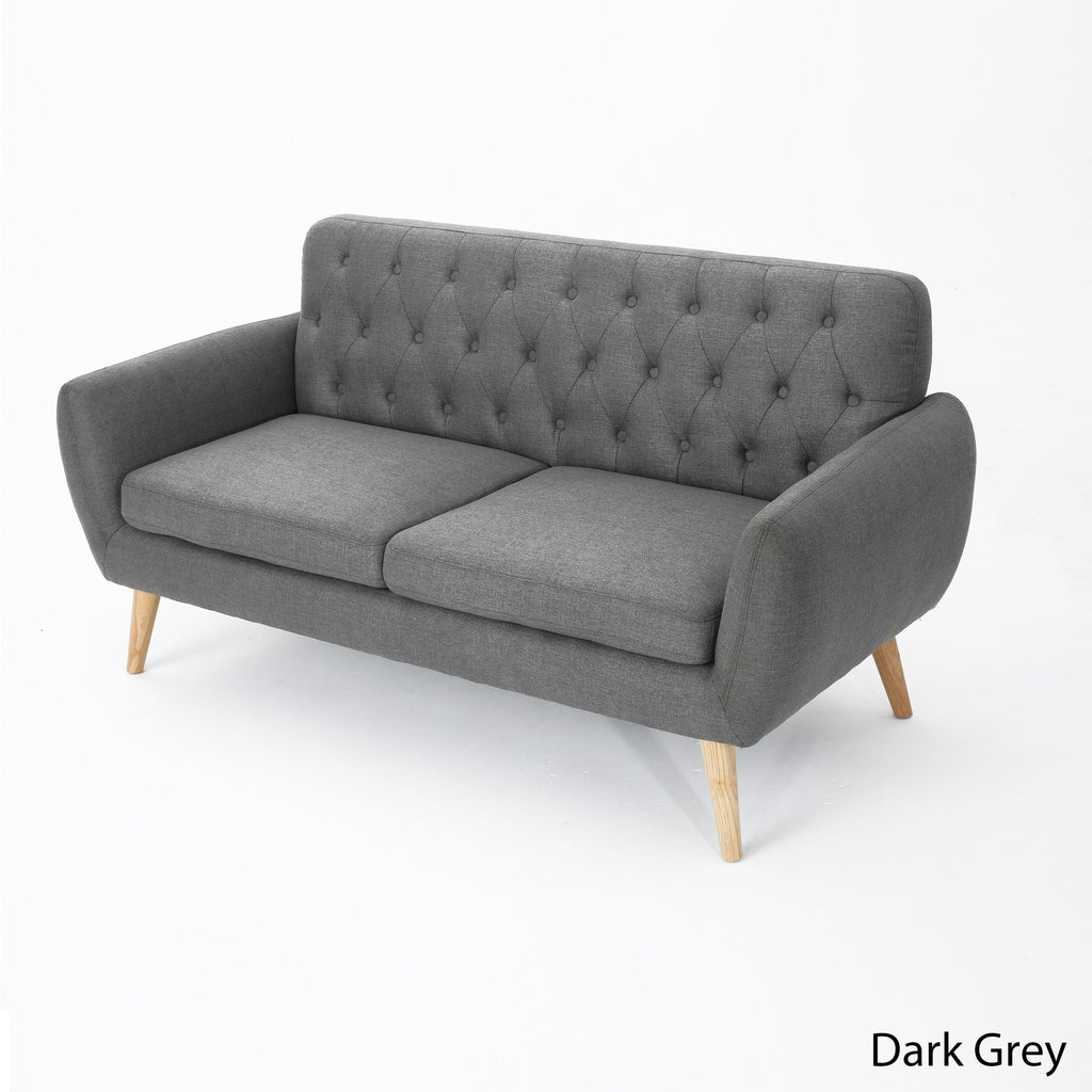 Dark Grey Tufted Fabric Sofa T5382