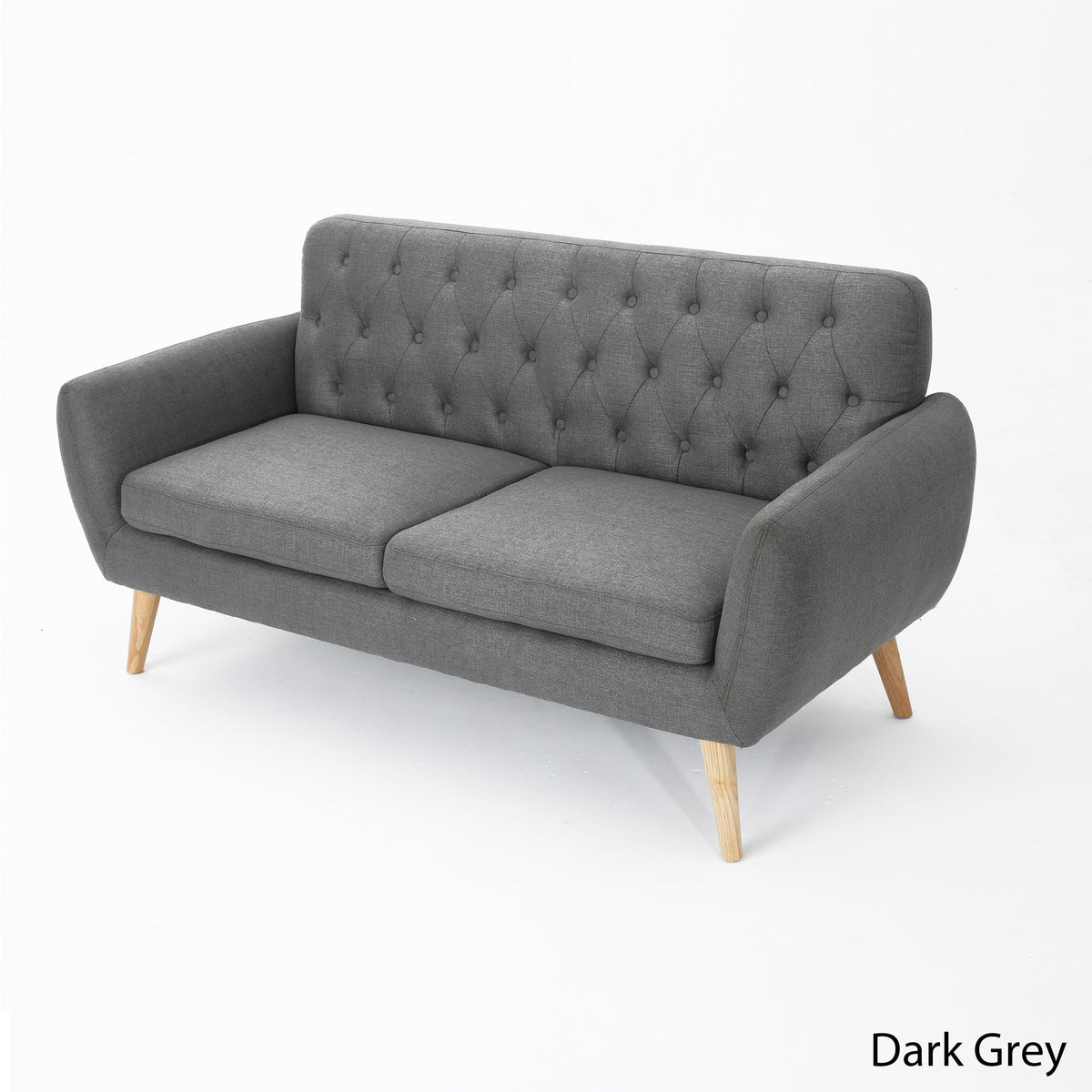 Dark Grey Tufted Fabric Sofa T5382