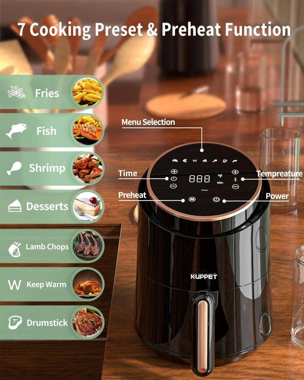 Black 1500W Electric Air Fryer Z271689