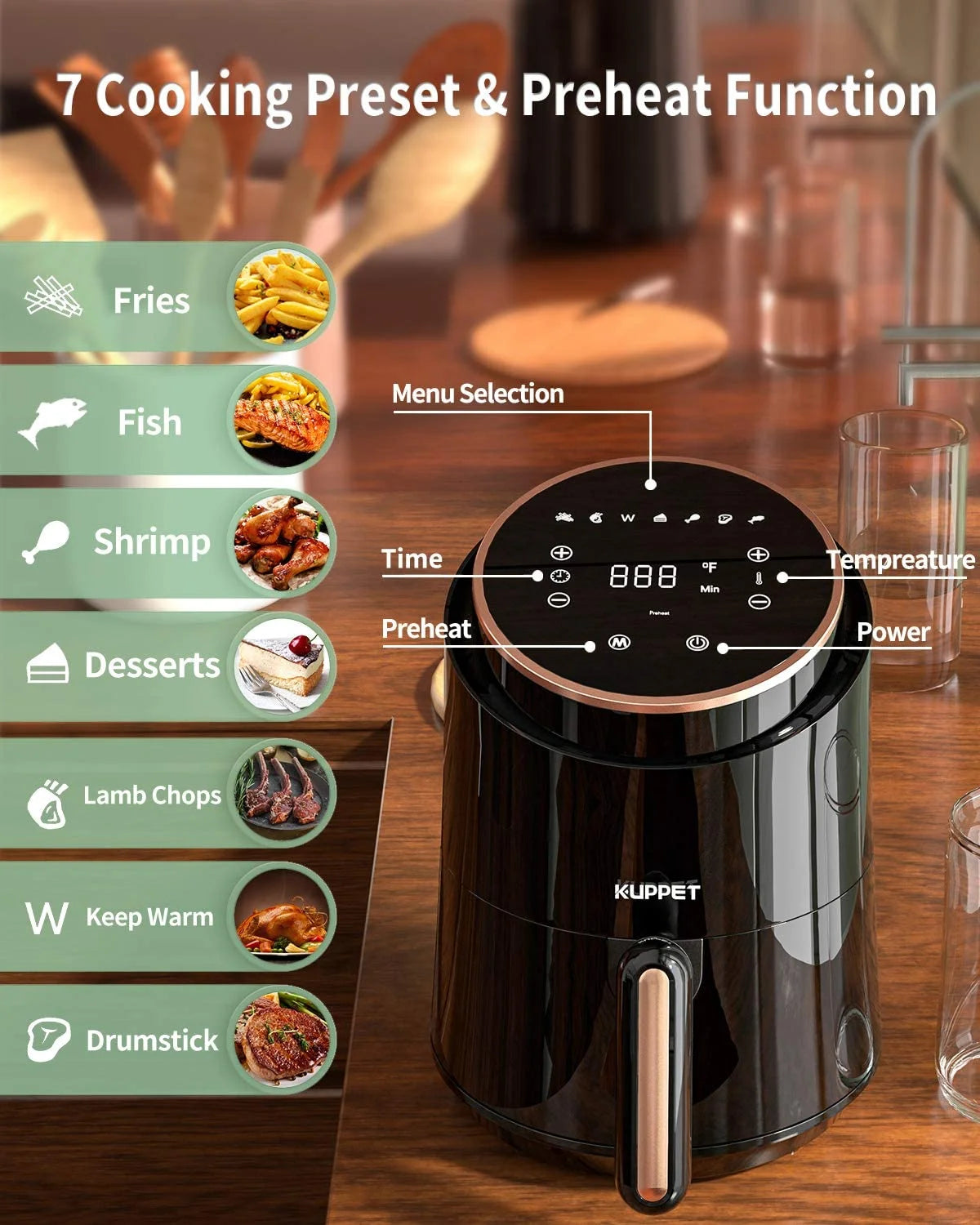 Black 1500W Electric Air Fryer Z271689