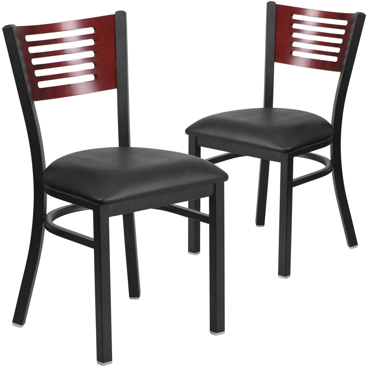Black Slat Back Metal Restaurant Chair W932