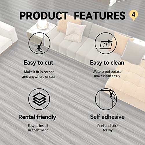 Peel and Stick Vinyl Flooring Roll Wood Grain Waterproof G192046
