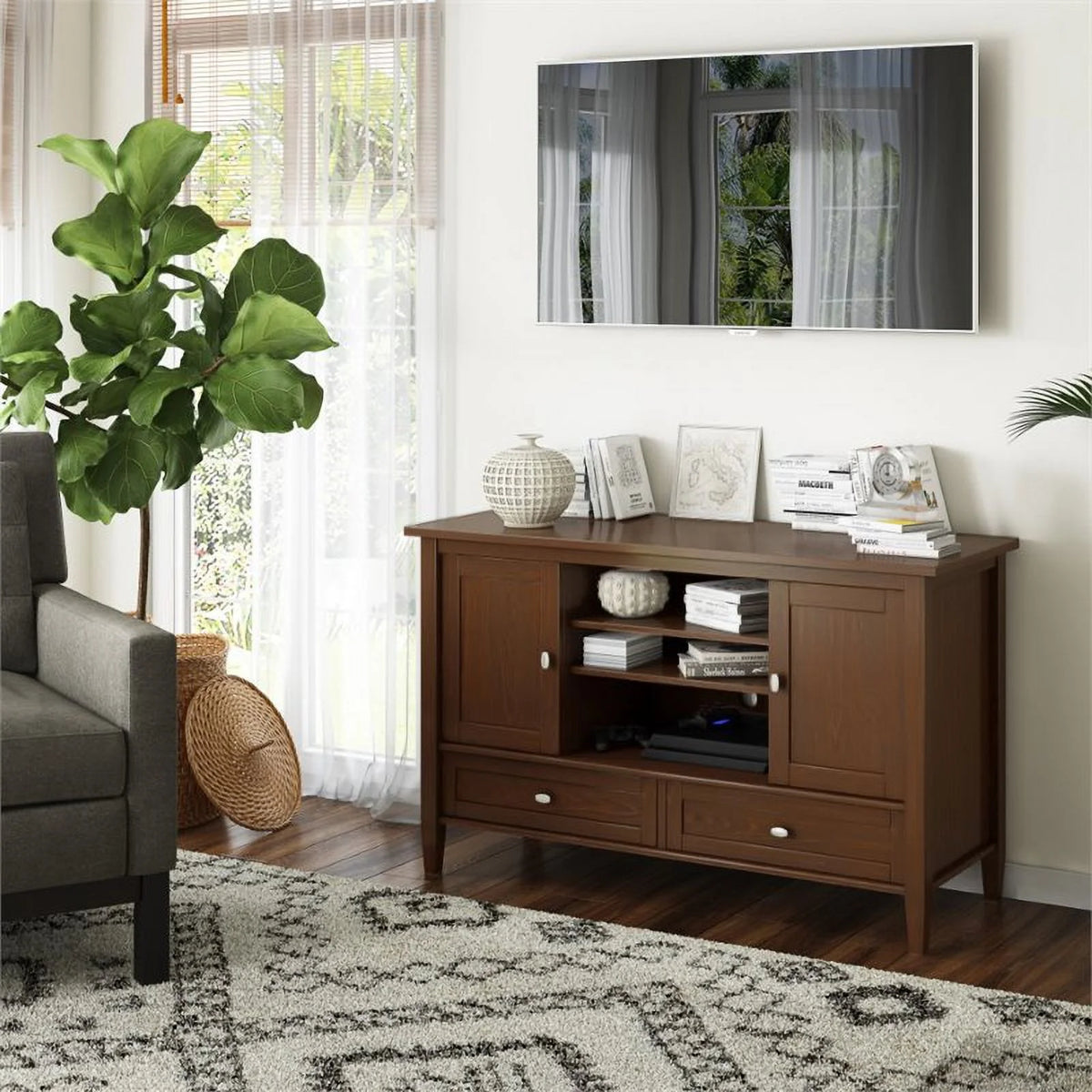 Rustic Wood TV Media Stand O361