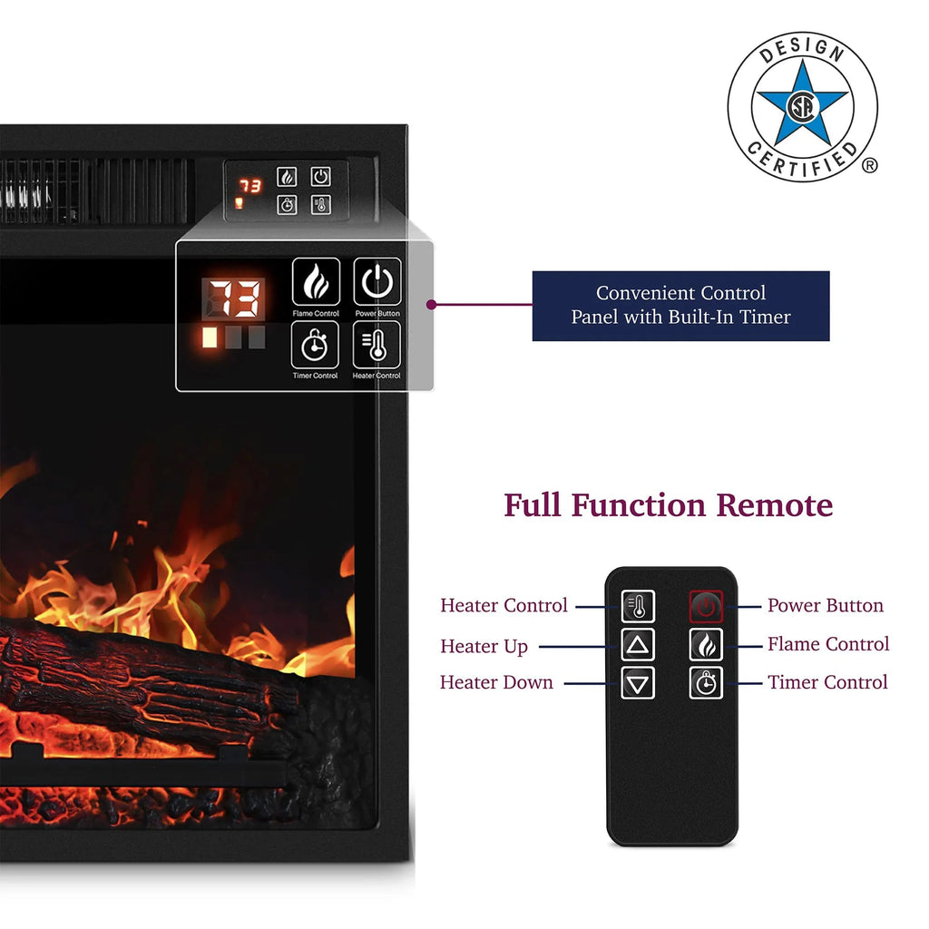 Gray Fireplace TV Stand with 23" Electric Fireplace and Storage Cabinet Y2595